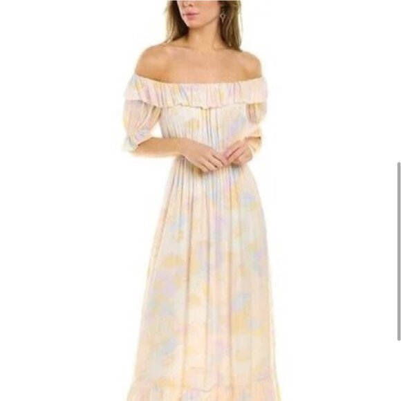 Ba&sh Noma On/Off Shoulder Maxi Dress Nude Sz 4 NWOT - Picture 2 of 16